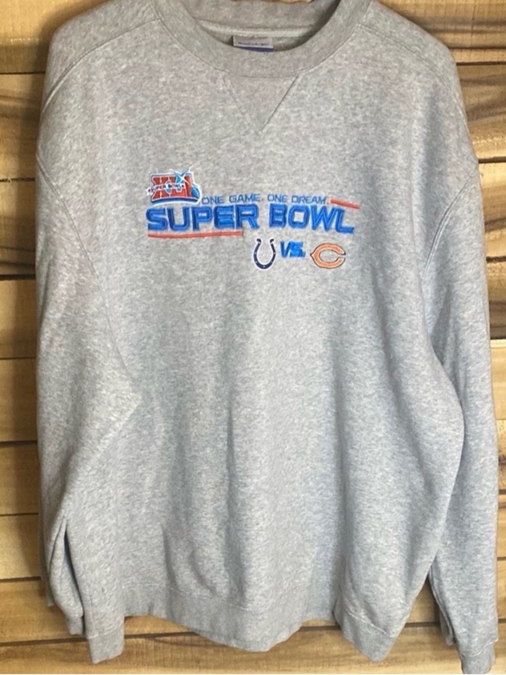 Reebok Super Bowl XLI 2007 crewneck Sweatshirt oversize XL gray Colts Bears